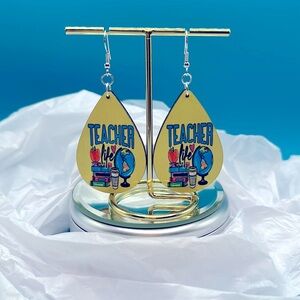 New- Handmade Sublimation Teacher Life Earrings